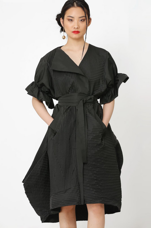 PLEATED CAP DRESS